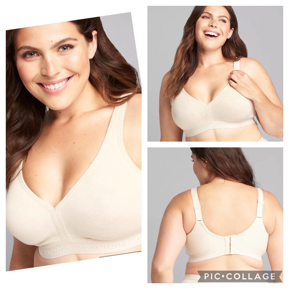 Cacique Lane Bryant Nude Beige Cotton Unlined No-Wire Full Coverage Bra 46B New